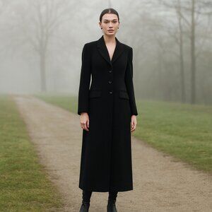 B Bennet Black trench outercoat Size 10, Extra Long Lightweight